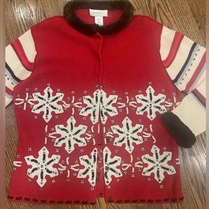 Vintage Susan Bristol snowflake Christmas sweater L